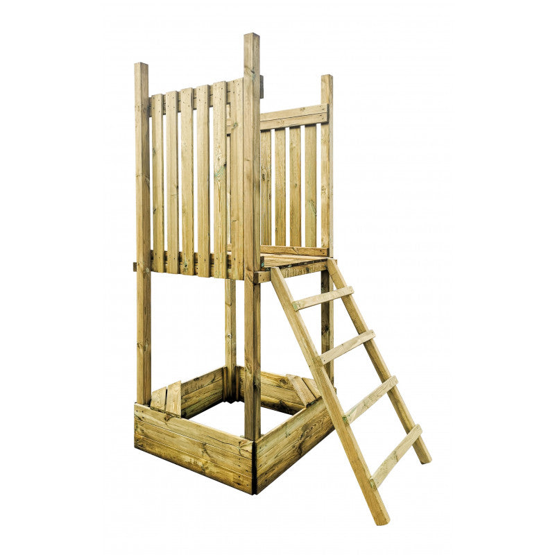 Kletterturm „Luno“ aus imprägnierter Kiefer – mit Rutsche, Schaukel & Sandkasten, 359×254×250 cm, TÜV/EN71