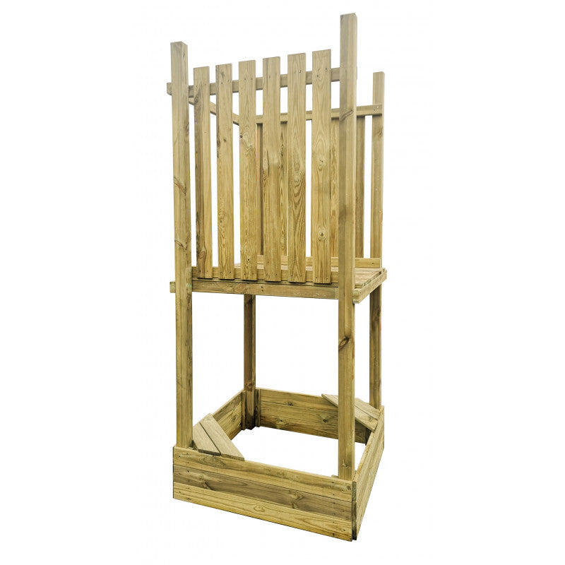 Kletterturm „Luno“ aus imprägnierter Kiefer – mit Rutsche, Schaukel & Sandkasten, 359×254×250 cm, TÜV/EN71